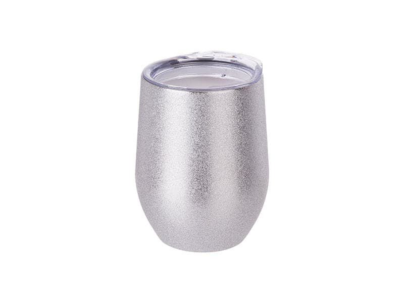 Pearl Coating™ 12oz Sublimation Stainless Steel Stemless Wine Cup with Lid Silver - Pack of 5 - Joto Imaging Supplies US